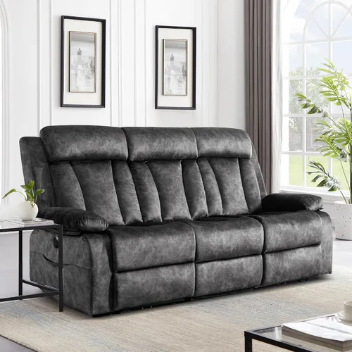 Miniatura 10 de GUEAPY Sofá reclinable de dos plazas - Sofá reclinable de dos plazas con consola, sofá reclinable doble con calor y masaje, sofá reclinable Gris