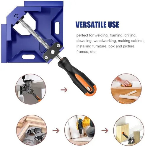 Miniatura 8 de Abrazadera de esquina – Abrazadera de ángulo recto de 90 grados – Aleación de aluminio resistente de un solo mango por DMNI (4, azul)