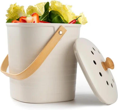 Miniatura 9 de Contenedor de Compost para Cocina, LALASTAR Cubo de Compost de Encimera con Tapa, Hecho de Fibra de Bambú Sostenible, Cubo de Compost Interior Negro