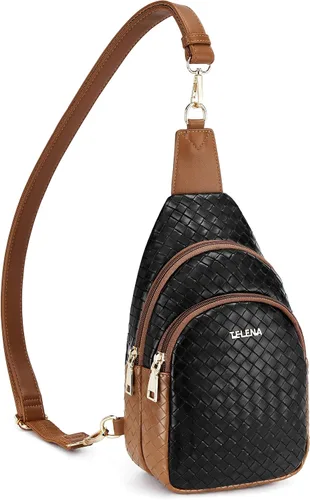 Miniatura 162 de Telena Riñonera pequeña para mujer, de cuero, cangureras, bolsa de pecho para mujer