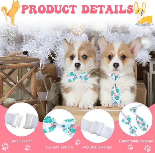 Miniatura 3 de Reginary Juego de Collar de Corbatín para Perro de 100 Piezas Incluye 40 Corbatas para Perros, y 30 Corbatines para Cachorros, 30 Flores de Collar