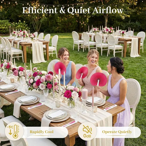 Miniatura 4 de JOHOUSE 12 abanicos de mano plegables de papel, abanicos de papel rosa portátiles de mano para bodas, recuerdos de fiesta al aire libre, despedida