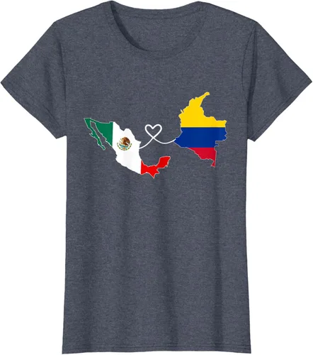 Miniatura 58 de Camiseta Half Colombian Half Mexican Flag Map DNA Mexico Colombia