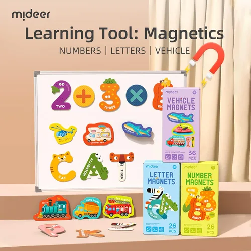 Miniatura 8 de Mideer Números magnéticos de letras para niños de 1 a 3 años, 52 piezas de lindos imanes del alfabeto de animales, 26 mayúsculas, 20 números, 6