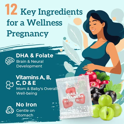 Miniatura 4 de Quorinthiumax Gomitas prenatales sin azúcar, 180 unidades, vitaminas prenatales orgánicas para mujeres con folato, DHA y probióticos, gomitas