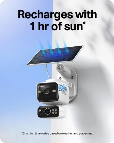 Miniatura 5 de Tapo Cámara de seguridad de doble lente 2K panorámica/inclinación inalámbrica con panel solar, gran angular de 165° + telefoto de 0.236 in