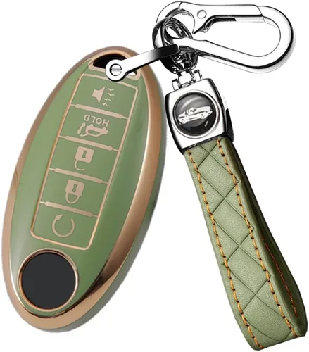 Miniatura 9 de ontto Protector de llavero de automóvil de 5 botones con llavero de TPU suave, borde dorado, guante para llaves Infiniti JX35 Q50 Q60 QX56 QX60 QX80