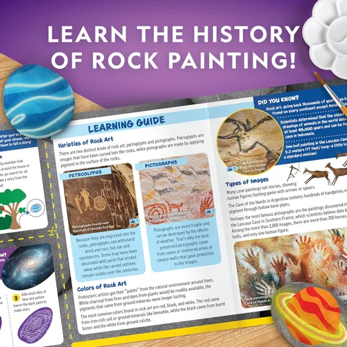 Miniatura 7 de NATIONAL GEOGRAPHIC - Kit de pintura de roca que brilla en la oscuridad, kit de arte y manualidades para niños, decora 15 rocas de río con 15