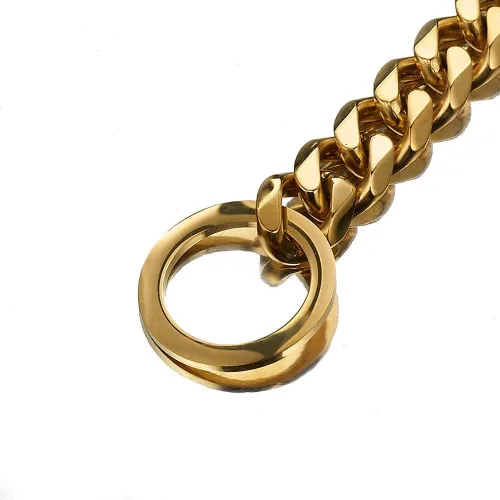 Miniatura 3 de Collar de oro para perro, cadena P de oro de 18 quilates, cadena de eslabones cubanos de 0.433 in, 0.591 in, 0.748 in, para entrenamiento