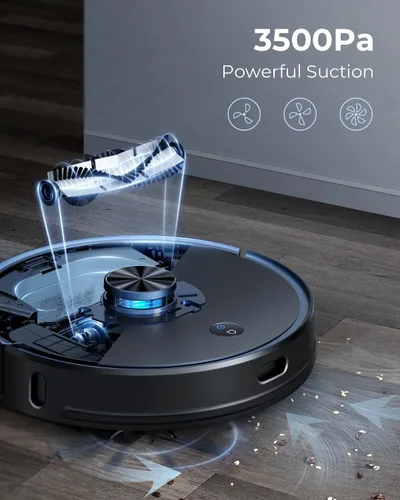Miniatura 2 de Laresar Clean Combo de aspiradora y trapeador robot, aspiradora robótica de 3500 Pa con estación de vaciado automático de 3.5 L, 250 minutos