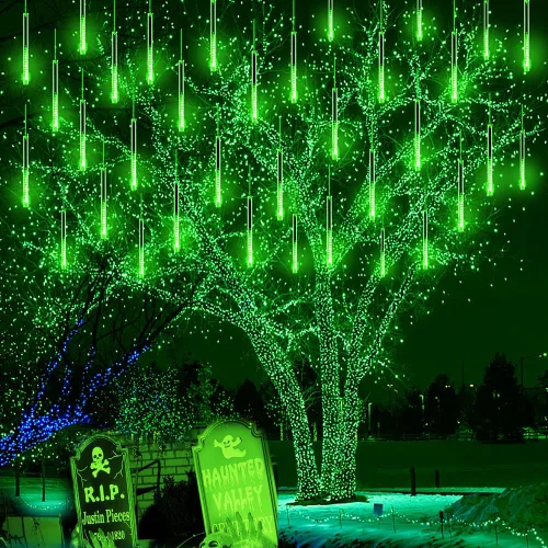 Miniatura 9 de Decoración de Navidad al aire libre, 32 tubos de luces de lluvia de meteoritos para exteriores e interiores, luces en cascada de carámbano de nieve