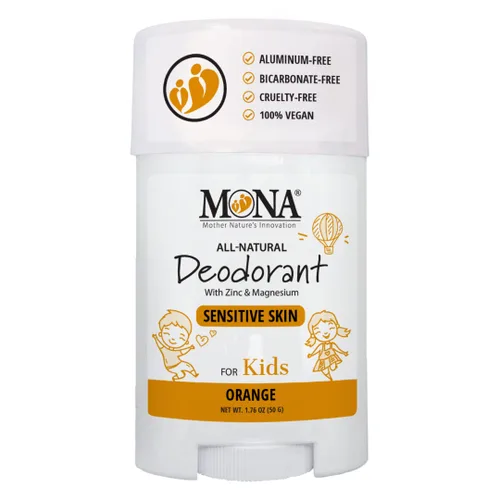 MONA BRANDS - Desodrante 100% natural para niños y niñas, desodorante seguro para niños, sin bicarbonato de sodio, aluminio o aromas sintéticos,