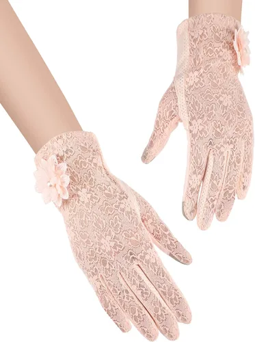 Miniatura 5 de SATINIOR Guantes florales de encaje para mujer, elegantes guantes de encaje cortos, guantes de verano para boda, Halloween, fiesta de cosplay