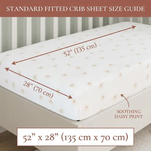 Miniatura 3 de Lulujo Sábanas de muselina para cuna, sábanas ajustables para colchón de cuna para niños y niñas, 28 x 52 pulgadas, 1 paquete de margaritas