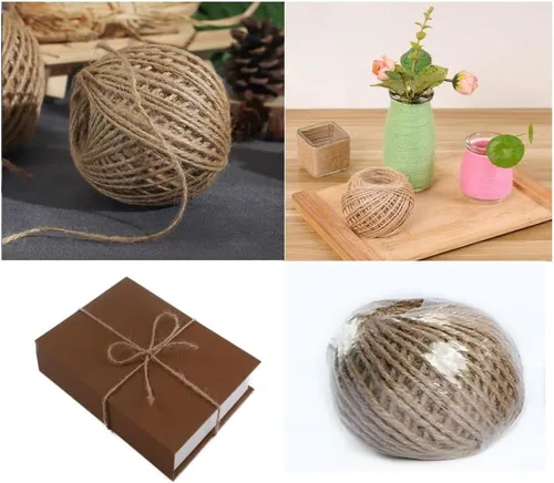 Miniatura 2 de Cuerda de yute natural prémium para manualidades, envoltura de regalos y jardinería, lazos para plantas para enrejado de pepino