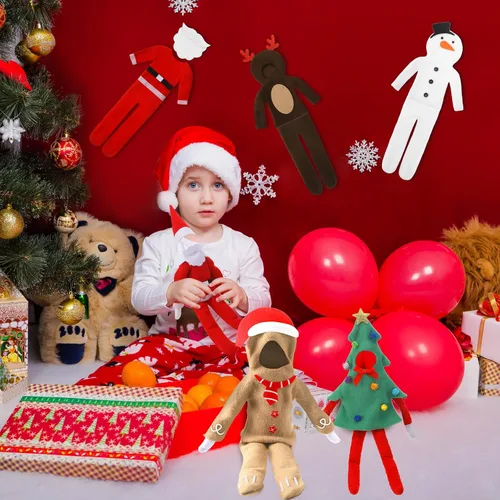 Miniatura 6 de HooLing Juego de 5 accesorios para muñecas, ropa de disfraz de Navidad, Papá Noel, alce, muñeco de nieve, pan de jengibre, árbol de Navidad, ropa