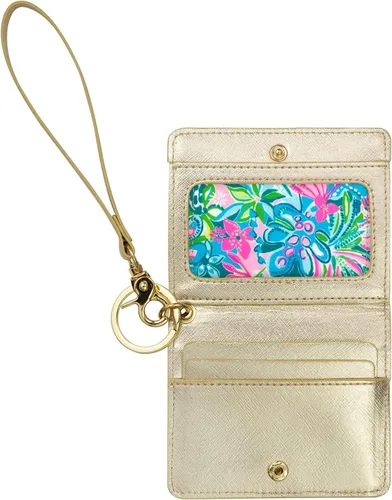 Miniatura 2 de Lilly Pulitzer Funda para tarjeta de identificación a presión, bonita cartera con llavero, soporte delgado para tarjetas de crédito con correa