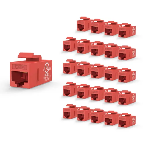 Miniatura 11 de VCE Paquete de 25 acopladores Keystone RJ45 CAT6 con certificación UL, acoplador hembra a hembra, acoplador en línea UTP CAT6 Keystone blanco