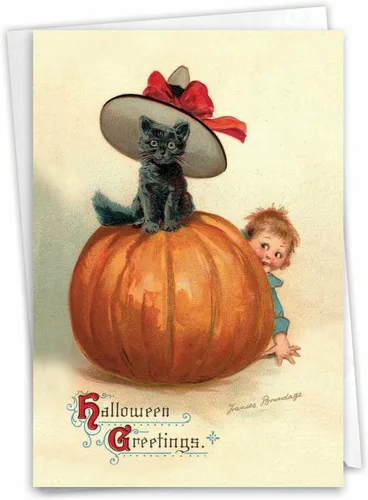 Miniatura 9 de NobleWorks Tarjeta de felicitación de Halloween con sobre de 5 x 7 pulgadas (1 tarjeta) calabazas brillantes - C10194BHWG