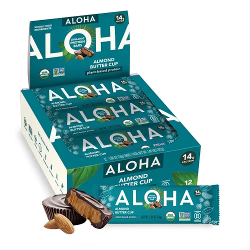 Miniatura 17 de ALOHA Barras de proteínas orgánicas a base de plantas, almendras y chocolate de coco, 12 unidades, barras de 1.98 onzas, veganas, bajas en azúcar