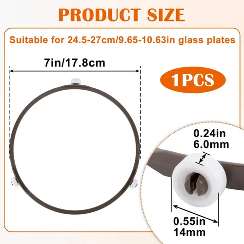 Miniatura 2 de Anillo giratorio de microondas de 7 pulgadas con rodillos de 0.59 pulgadas, anillo de microondas para tocadiscos giratorios, accesorios