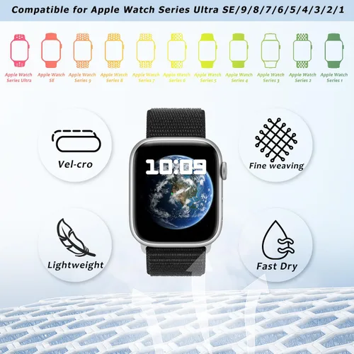 Miniatura 2 de Paquete de 15 correas deportivas de nailon compatibles con Apple Watch Band de 1.614 in 1.575 in 1.496 in 1.929 in 1.772 in 1.732 in 1.654 in