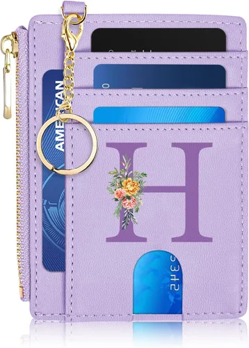 Miniatura 19 de Tarjetero para mujer minimalista y delgado con bolsillo frontal, bloqueo RFID, cartera compacta con ventana para identificación y bolsillo