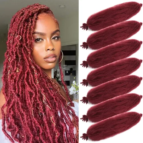 Miniatura 36 de Marley Twist - Cabello trenzado de 16 pulgadas, cabello afro trenzado elástico, paquete de 7 paquetes, cabello rizado rizado ombré, marrón Marrón