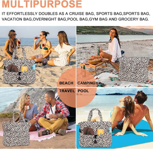 Miniatura 8 de Bolsa de playa y piscina para mujer, grande, bolsa de gimnasio con compartimento húmedo para viajes, impermeable