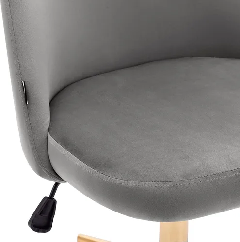 Miniatura 4 de DUHOME Bonita silla de oficina en casa sin brazos, silla giratoria de terciopelo tapizada para computadora con respaldo y base dorada, silla