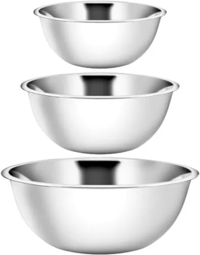 Miniatura 7 de YBM HOME Tazón de Acero Inoxidable para Mezclar – Tazón de Metal Premium con Acabado Espejo Pulido Anidable para Cocinar y Servir, Apilable