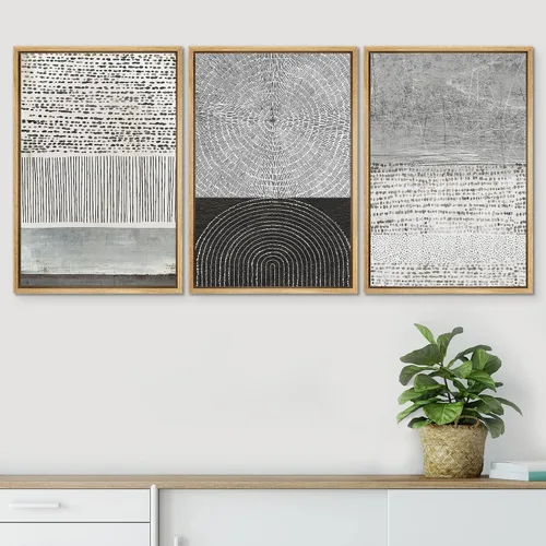 Miniatura 197 de SIGNWIN Lienzo enmarcado para pared, arte con pinceladas de flujo neutro en tonos beige abstractos, ilustraciones, arte moderno, decorativo