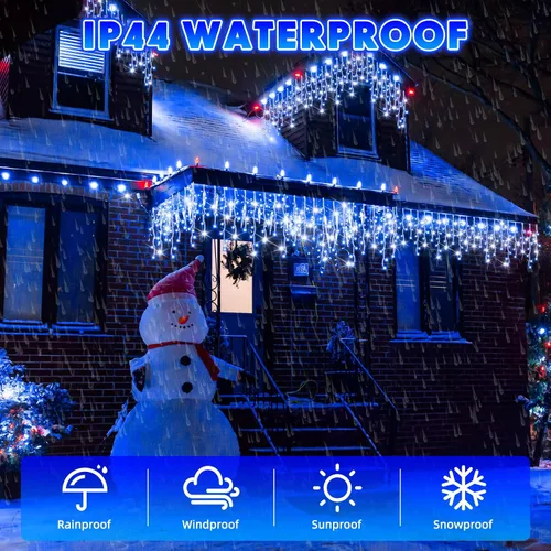 Miniatura 4 de Aurelema 640 luces LED de Navidad para exteriores, extra largas, 8 modos, impermeables, con 120 gotas, guirnalda de luces colgantes con control