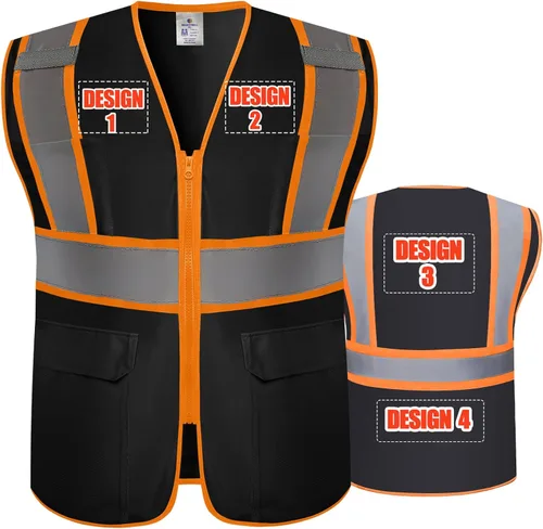Miniatura 9 de Chaleco de seguridad personalizado BeautyWill con logotipo personalizado Clase 2, chaleco reflectante de alta visibilidad con bolsillos, ropa