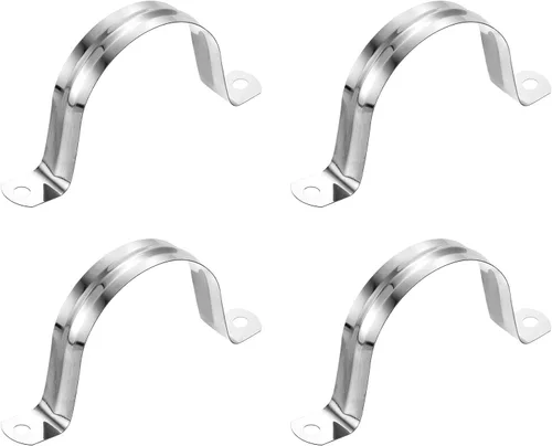 Miniatura 47 de uxcell 6 correas rígidas de tubo, 4.331 in (4.33 pulgadas) 201 de acero inoxidable 201 con 2 agujeros en forma de U, abrazaderas de tubo para fijar