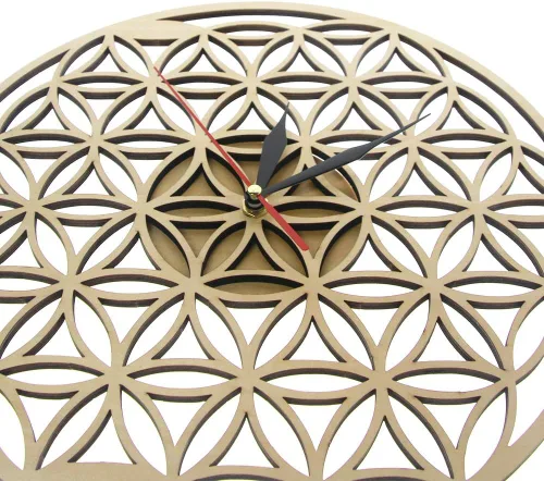 Miniatura 3 de The Geeky Days Flower of Life Intersect Rings Reloj de pared de madera geométrica geometría sagrada Reloj decorativo Reloj de inauguración