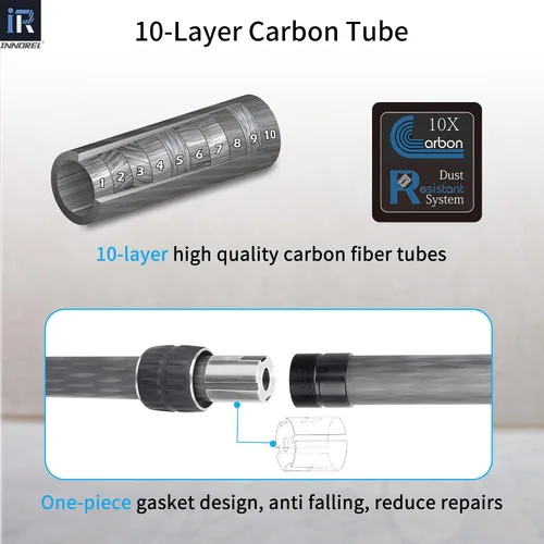 Miniatura 4 de INNOREL ER252C Universal 10 capas de fibra de carbono trípode centro columna extensión trípode dos secciones media columna poste para trípode