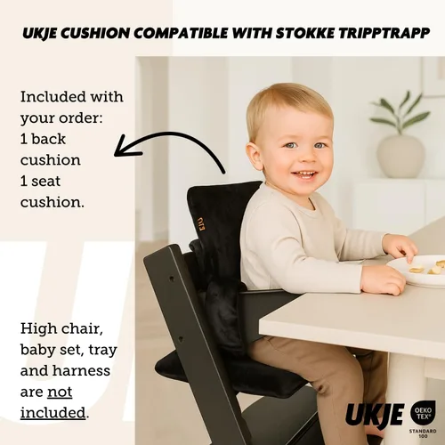 Miniatura 5 de UKJE Cojín Compatible con Stokke Tripp Trapp (Modelo Antiguo y Nuevo) 2 Piezas, Cojín de Asiento Suave para Bebés y Niños Pequeños, Algodón