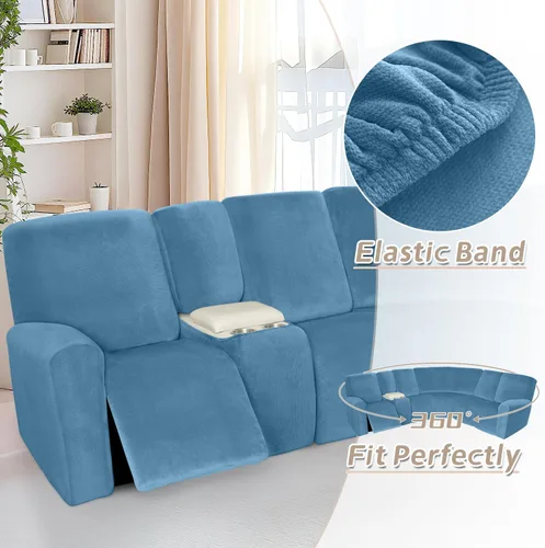 Miniatura 341 de Arfntevss Fundas de sofá seccional reclinable de terciopelo, Funda de sofá seccional de esquina para sofá reclinable, Funda elástica suave
