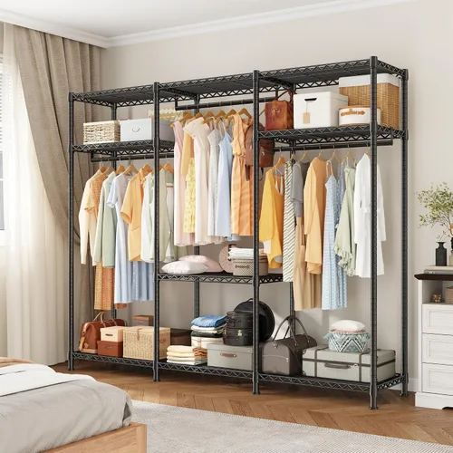 Miniatura 7 de Raybee Perchero resistente con carga de 800 libras, percheros ajustables para colgar ropa, perchero con estantes para dormitorio, sótano 56 pulgadas