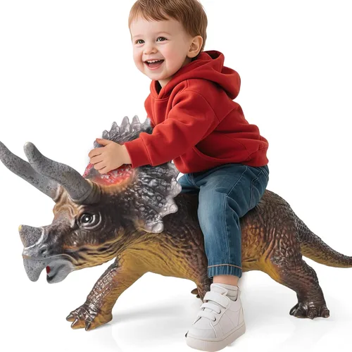 Gzsbaby Dinosaurs King Giant Triceratops Juguete de Dinosaurio – Figura de Dinosaurio Realista y de Aspecto Real de 32 pulgadas, Juguetes de