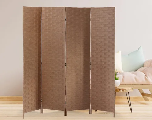 Miniatura 10 de Divisor de habitación, 4 paneles divisores de pared, pantalla de madera de 6 pies de altura, 5.5 pies de ancho, plegable, portátil, parcial