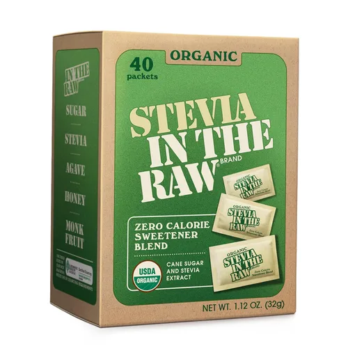 Stevia In The Raw - Paquetes de edulcorante orgánico de stevia, 40 unidades, cero calorías, paquetes sustitutivos de azúcar de stevia, sin eritritol