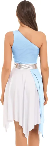 Miniatura 77 de easyforever Vestido de baile sin mangas con bloques de color para mujer, alabanza litúrgica, ropa de baile lírico, vestido de bata de adoración