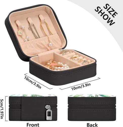 Miniatura 3 de MEAMOTAN Joyero pequeño con diseño de cactus de acuarela, mini joyero de viaje, organizador de joyas portátil, soporte de almacenamiento