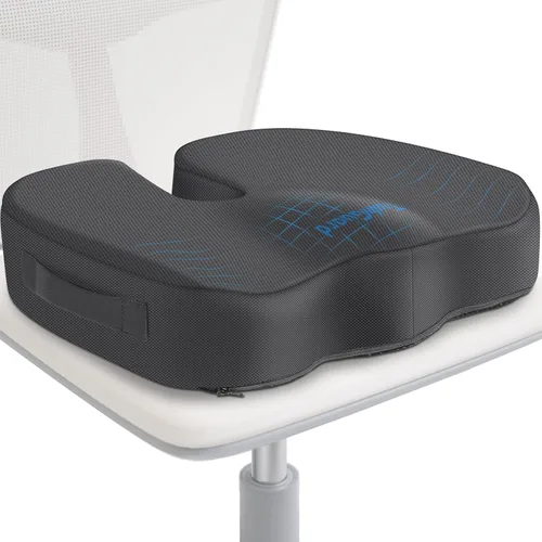 TushGuard - Cojín de asiento para silla de oficina de espuma viscoelástica antideslizante, cojín de asiento de escritorio para la espalda, cóccix,