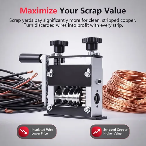 Miniatura 2 de Máquina peladora de cables, herramienta manual de alta resistencia para recuperación de cobre de chatarra, pelador de cables de varios agujeros