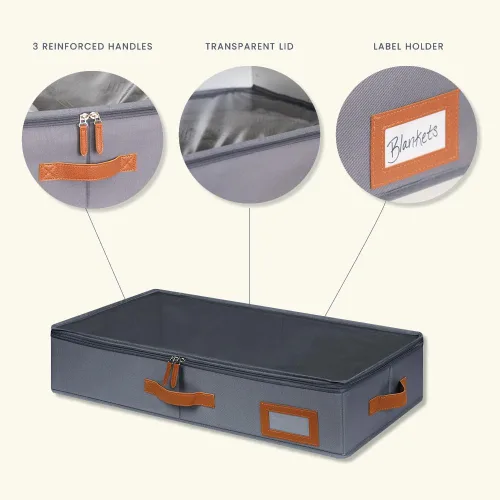 Miniatura 2 de OrganiHaus Contenedores de almacenamiento debajo de la cama, cubos de almacenamiento y organización para dormitorio, organizador de ropa