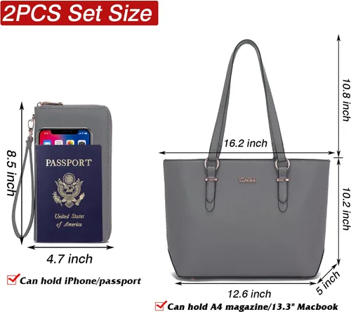 Miniatura 4 de YZAOLL Bolsos para mujer de cuero sintético, medianos y grandes, bolso de hombro, cartera, juego de bolso de mano y billetera