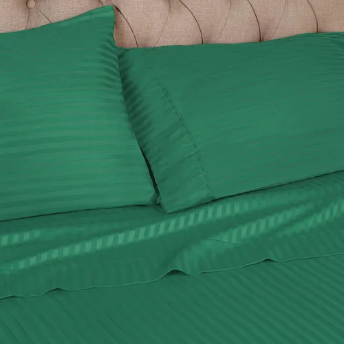 Miniatura 3 de Algodón egipcio de 300 hilos franjas Funda de almohada Set, Hunter Green, King